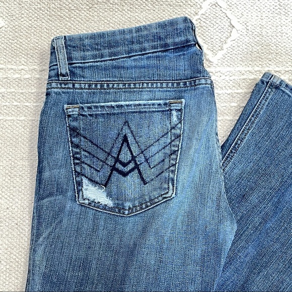 7 For All Mankind Faded Blue A-Pocket Flare Jeans - Picture 2 of 8